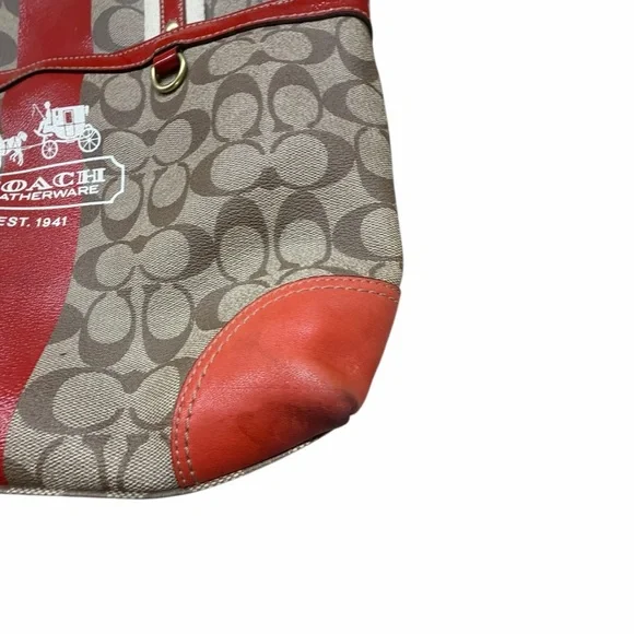 Coach Signature Orange and Tan Tote Bag - Picture 8 of 13
